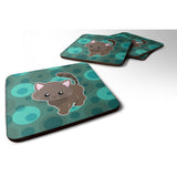 Caroline'S Treasures Polkadot Kitten Cat Foam Coaster Set Of 4, 3.5, Multicolor