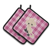 Caroline'S Treasures Bb6886Pthd Kitten Cat On Pink Pair Of Pot Holders, 7.5 X 7.5, Multicolor