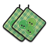 Caroline'S Treasures Three Peas Pair Of Pot Holders, 7.5 X 7.5, Multicolor