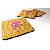 Caroline'S Treasures Baby T-Rex Dinosaur Hatching Foam Coaster Set Of 4, 3.5, Multicolor
