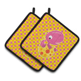 Caroline'S Treasures Bb6892Pthd Baby T-Rex Dinosaur Hatching Pair Of Pot Holders, 7.5 X 7.5, Multicolor