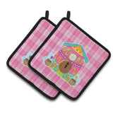 Caroline'S Treasures Bb6899Pthd Easter Rabbit'S House Pair Of Pot Holders, 7.5 X 7.5, Multicolor