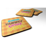 Caroline'S Treasures Easter Some Bunny Loves You Foam Coaster Set Of 4, 3.5, Multicolor