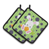 Caroline'S Treasures Bb6903Pthd Easter Polkadot Rabbit Pair Of Pot Holders, 7.5 X 7.5, Multicolor