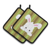 Caroline'S Treasures Bb6904Pthd Easter Rabbit Hole Pair Of Pot Holders, 7.5 X 7.5, Multicolor