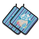 Caroline'S Treasures Bb6911Pthd Fairy House Blue Stripes Pair Of Pot Holders, 7.5 X 7.5, Multicolor