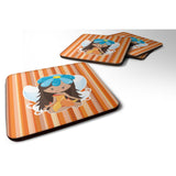 Caroline'S Treasures Bb6913Fc Fairy Orange Stripes Foam Coaster Set Of 4, 3.5, Multicolor