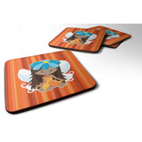 Caroline'S Treasures Bb6915Fc Fairy Orange Stripes Foam Coaster Set Of 4, 3.5, Multicolor