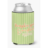 Caroline'S Treasures Fall Pumpkin Spice Green Stripe Can Or Bottle Hugger, Can Hugger, Multicolor