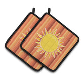 Caroline'S Treasures Bb6924Pthd Sun With Stripes Pair Of Pot Holders, 7.5 X 7.5, Multicolor