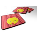 Caroline'S Treasures Chicken Face Foam Coaster Set Of 4, 3.5, Multicolor