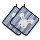 Caroline'S Treasures Bb6933Pthd Rabbit Face Pair Of Pot Holders, 7.5 X 7.5, Multicolor