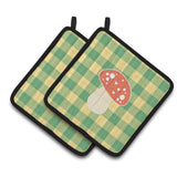 Caroline'S Treasures Bb6938Pthd Mushroom Pair Of Pot Holders, 7.5 X 7.5, Multicolor