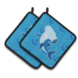 Caroline'S Treasures Bb6941Pthd Hammerhead Shark On Anchors Pair Of Pot Holders, 7.5 X 7.5, Multicolor