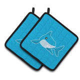 Caroline'S Treasures Bb6943Pthd Shark With Waves Pair Of Pot Holders, 7.5 X 7.5, Multicolor