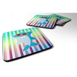 Caroline'S Treasures Cool Kat Shark Foam Coaster Set Of 4, 3.5, Multicolor