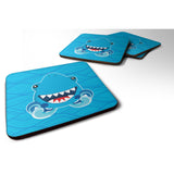 Caroline'S Treasures Shark Open Wide In Waves Foam Coaster Set Of 4, 3.5, Multicolor