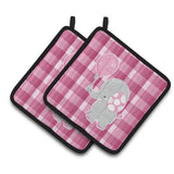 Caroline'S Treasures Elephant With Pink Balloon Pair Of Pot Holders, 7.5 X 7.5, Multicolor