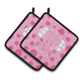 Caroline'S Treasures Bb6949Pthd Elephant With Pink Polkadots Pair Of Pot Holders, 7.5 X 7.5, Multicolor