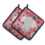 Caroline'S Treasures Bb6951Pthd Elephant Lots Of Polkadots Pair Of Pot Holders, 7.5 X 7.5, Multicolor