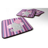 Caroline'S Treasures Elephant On Stripes Foam Coaster Set Of 4, 3.5, Multicolor