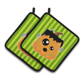 Caroline'S Treasures Bb6961Pthd Halloween Pumpkin Frankenstein Pair Of Pot Holders, 7.5 X 7.5, Multicolor