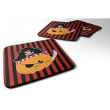 Caroline'S Treasures Halloween Pumpkin Pirate Foam Coaster Set Of 4, 3.5, Multicolor
