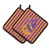 Caroline'S Treasures Bb6967Pthd Halloween Pumpkin Witch Pair Of Pot Holders, 7.5 X 7.5, Multicolor