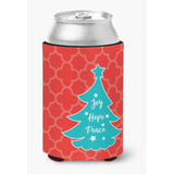 Caroline'S Treasures Christmas Tree Red Teal Can Or Bottle Hugger, Can Hugger, Multicolor