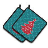 Caroline'S Treasures Bb6970Pthd Christmas Tree Teal Red Pair Of Pot Holders, 7.5 X 7.5, Multicolor