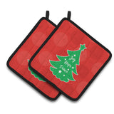 Caroline'S Treasures Bb6971Pthd Christmas Tree Red Green Pair Of Pot Holders, 7.5 X 7.5, Multicolor