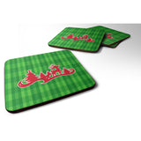 Caroline'S Treasures Christmas Tree Reindeer Green Foam Coaster Set Of 4, 3.5, Multicolor