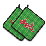 Caroline'S Treasures Bb6973Pthd Christmas Tree Reindeer Green Pair Of Pot Holders, 7.5 X 7.5, Multicolor