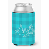Caroline'S Treasures Christmas Tree Reindeer Blue Can Or Bottle Hugger, Can Hugger, Multicolor