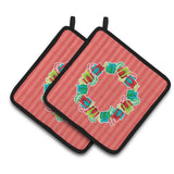 Caroline'S Treasures Bb6976Pthd Christmas Wreath Presents Pair Of Pot Holders, 7.5 X 7.5, Multicolor