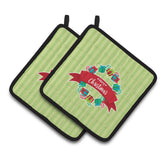 Caroline'S Treasures Christmas Wreath Presents Green Pair Of Pot Holders, 7.5 X 7.5, Multicolor