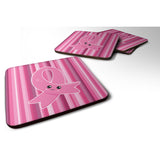 Caroline'S Treasures Breast Cancer Awareness Ribbon Face Foam Coaster Set Of 4, 3.5, Multicolor