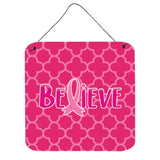 Caroline'S Treasures Breast Cancer Awareness Ribbon Believe Metal Print, 6 X 6, Multicolor