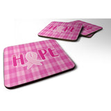 Caroline'S Treasures Breast Cancer Awareness Ribbon Hope Foam Coaster Set Of 4, 3.5, Multicolor