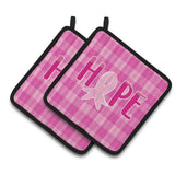 Caroline'S Treasures Breast Cancer Awareness Ribbon Hope Pair Of Pot Holders, 7.5 X 7.5, Multicolor
