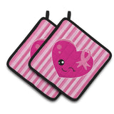 Caroline'S Treasures Bb6982Pthd Breast Cancer Awareness Ribbon Heart Pair Of Pot Holders, 7.5 X 7.5, Multicolor
