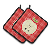 Caroline'S Treasures Bb6983Pthd Apple Face Pair Of Pot Holders, 7.5 X 7.5, Multicolor