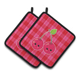 Caroline'S Treasures Bb6985Pthd Cherry Faces Pair Of Pot Holders, 7.5 X 7.5, Multicolor