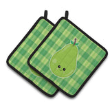 Caroline'S Treasures Bb6986Pthd Pear Face Pair Of Pot Holders, 7.5 X 7.5, Multicolor