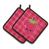 Caroline'S Treasures Bb6989Pthd Strawberry Face Pair Of Pot Holders, 7.5 X 7.5, Multicolor