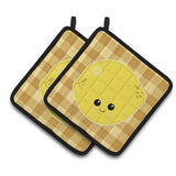 Caroline'S Treasures Bb6990Pthd Lemon Face Pair Of Pot Holders, 7.5 X 7.5, Multicolor