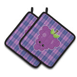 Caroline'S Treasures Bb6994Pthd Grape Face Pair Of Pot Holders, 7.5 X 7.5, Multicolor