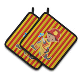 Caroline'S Treasures Bb6995Pthd Fireman Boy Pair Of Pot Holders, 7.5 X 7.5, Multicolor