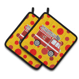 Caroline'S Treasures Bb6998Pthd Fireman'S Firetruck Pair Of Pot Holders, 7.5 X 7.5, Multicolor