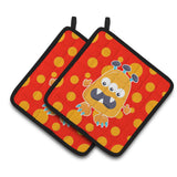 Caroline'S Treasures Bb7005Pthd Little Monster Visonator Pair Of Pot Holders, 7.5 X 7.5, Multicolor